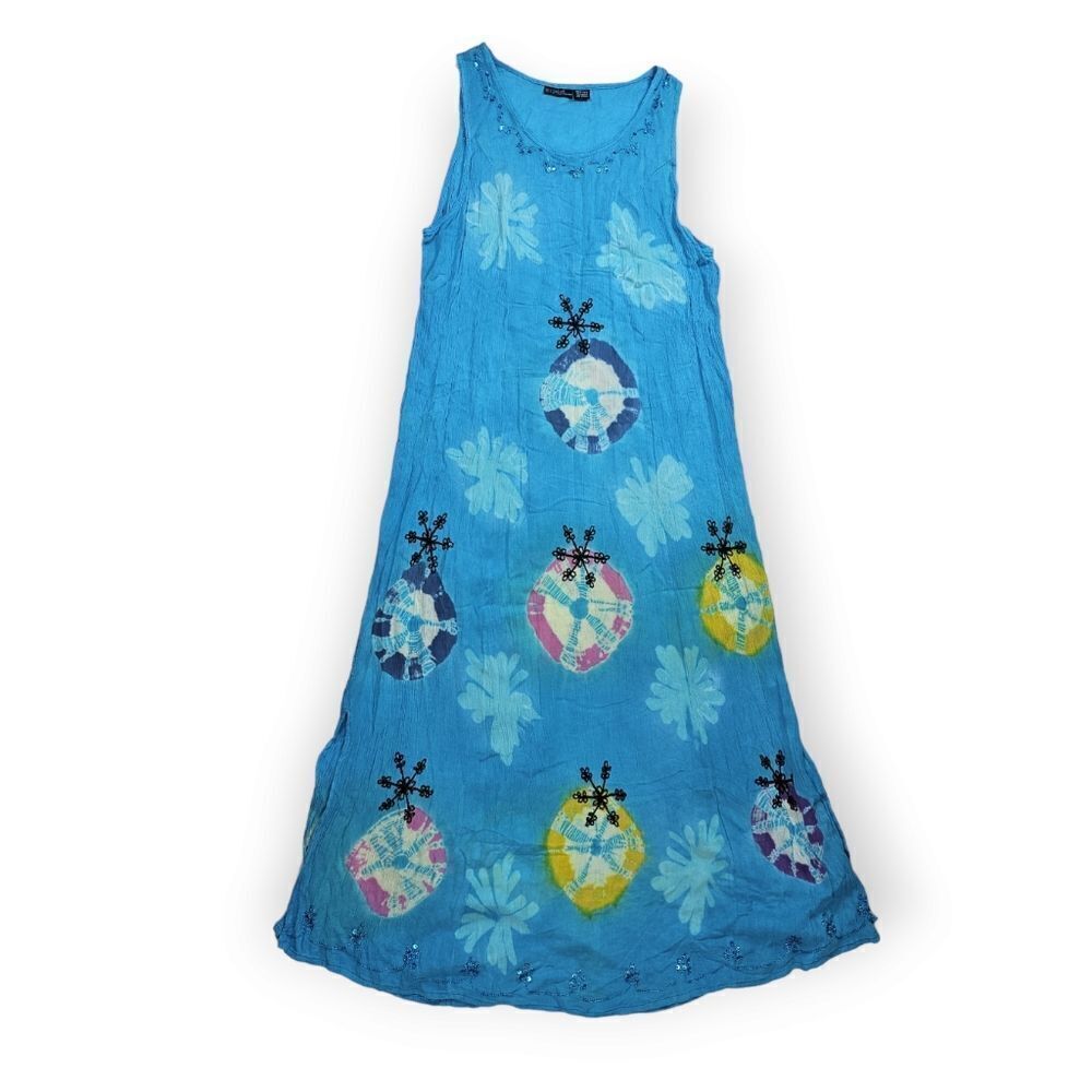 Zuriet by Hans Tye Dye Sheer Beaded Lightweight Dress Cover Women's Free Size‎